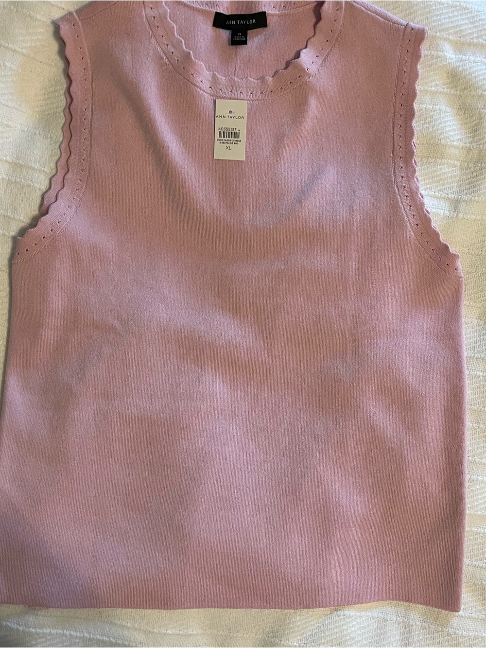 Ann Taylor Pink Scallop-Edge Sleeveless Knit She’ll